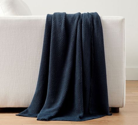 Herringbone Throw Blanket | Pottery Barn (US) Navy Blue Throw Blanket, Herringbone Throw Blanket, Herringbone Throw, Boy Bedroom Design, Blue Throw Blanket, Teen Boy Bedroom, Standard Bed, Boys Bedroom Decor, Wall Candle Holders