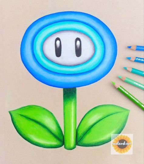 Hello! Here is a mario ice flower drawing I (melandart) created using coloured pencils. I used prismacolor premier coloured pencils and strathmore toned tan paper. #drawing #colouredpencilart #colouredpencil #artwork #youngartist #artrealism #mario #flowerartwork #simple #easy #artistsoninstagram #realisticdrawing #realistic Mario Flower Drawing, Easy Prismacolor Drawings, Coloured Drawing Ideas, Easy Drawings Colored Pencils, Mario Ice Flower, Drawing Ideas Colored Pencil Easy, Drawing Ideas Colour Pencil, Simple Colour Pencil Drawings, Toned Tan Paper Drawing