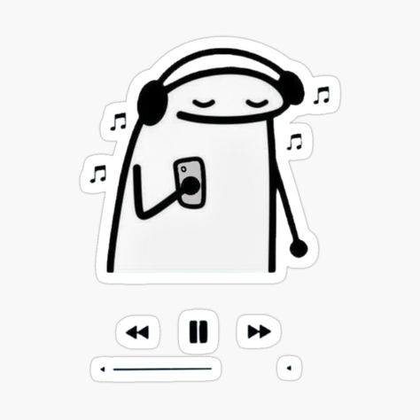 Get my art printed on awesome products. Support me at Redbubble #RBandME: https://www.redbubble.com/i/sticker/Flork-Enjoying-Listening-to-Music-by-Apparelland1/156994296.EJUG5?asc=u Listening To Music Funny Pictures, Study Desk Organization, Listen To Song, Pink Cheeks, Music Stickers, Music Pictures, Meme Stickers, Picture Icon, Cute Doodle Art