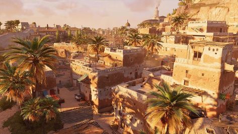 @ancient.explorer on Instagram: “The late afternoon sun turns the mudbrick buildings of your village golden. You are finishing sentry duty on the walls of Alexandria. It…” Egypt Village, Desert Kingdom, Ancient Explorer, Desert Village, Fantasy Cities, Game Level Design, Ancient Village, Afternoon Sun, Sea Sand