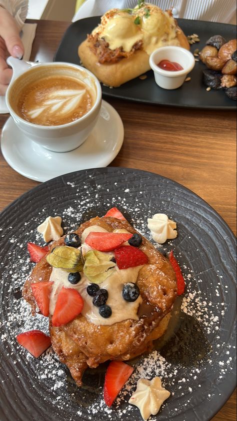 📍Palate Kitchen Vancouver, British Columbia #aesthetic #food #breakfast #frenchtoast #latteart #latte #brunch #brunchideas #vancouver #summer British Columbia Aesthetic, Columbia Aesthetic, Aesthetic Food Breakfast, Columbia Food, Vancouver Summer, Vancouver Food, Food Breakfast, Vancouver British Columbia, Vancouver Canada