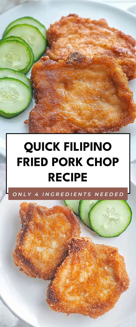 Image for Quick Filipino Fried Pork Chop Recipe Pinoy Food Filipino Dishes Party, Pinoy Food Filipino Dishes, Recipe Filipino Food, Filipino Appetizers, Tropical Dishes, Pork Medallion Recipes, Fried Pork Chop Recipes, Pork Chop Recipe, Pork Medallions