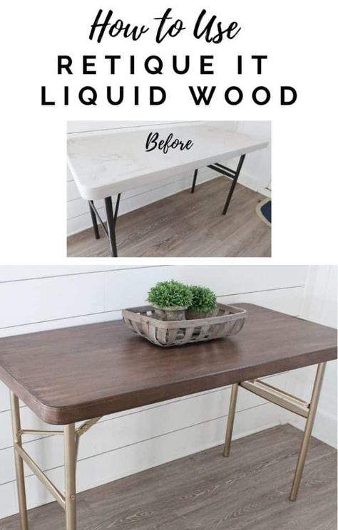 How to use Retique It Liquid Wood with a Folding Table Makeover Folding Table Makeover, Retique It Liquid Wood, Retique It, Liquid Wood, Easy Furniture Makeover, Furniture Rehab, Table Makeover, Diy Furniture Table, Diy Furniture Projects