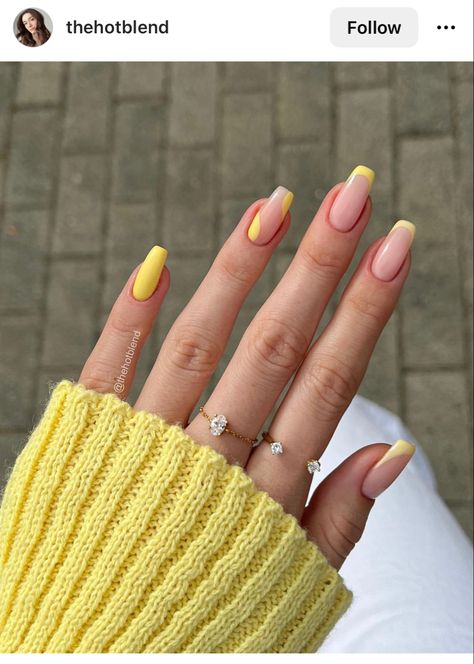 Summer Tips 💛 Yellow Nails Design, Nail Vinyls, French Acrylic Nails, Spring Nail Art, Yellow Nails, Manicure Y Pedicure, Blue Nails, Nail Trends, Trendy Nails