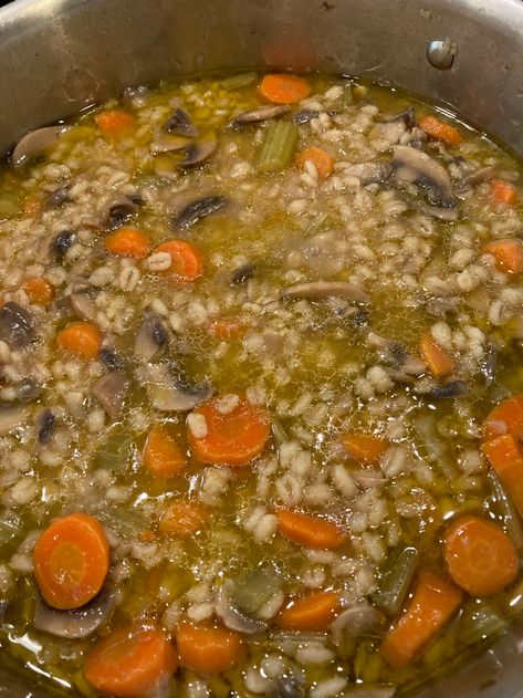 Very Easy Mushroom Barley Soup Recipe | Allrecipes Mushroom And Barley Soup, Mushroom Barley Soup Recipe, Soup With Carrots, Soup Mushroom, Soup Comfort, Barley Soup Recipe, Mushroom Barley, Mushroom Barley Soup, Stews Recipes