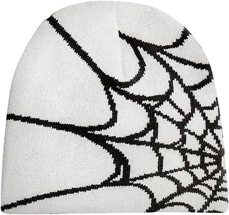 Spider Web Beanie, Web Beanie, Y2k Beanie, Gothic Spider, Spider Pattern, Street Punk, Y2k Accessories, Wool Caps, Slouch Beanie