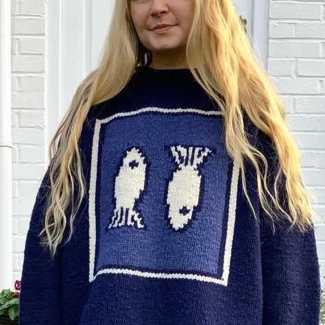 December 15, 2022 - 5,811 likes, 6 comments - Eleanor (@eleanor_rose_knitwear) on Instagram: "SOLD 💫 Vintage fish jumper! 🐟 Hand knitted wool jumper, with two fish on the front & back...." First Come First Serve, Two Fish, Wool Jumper, Chunky Wool, Story Highlights, Mode Inspiration, Knitting Inspiration, Dream Clothes, Fashion Inspo Outfits