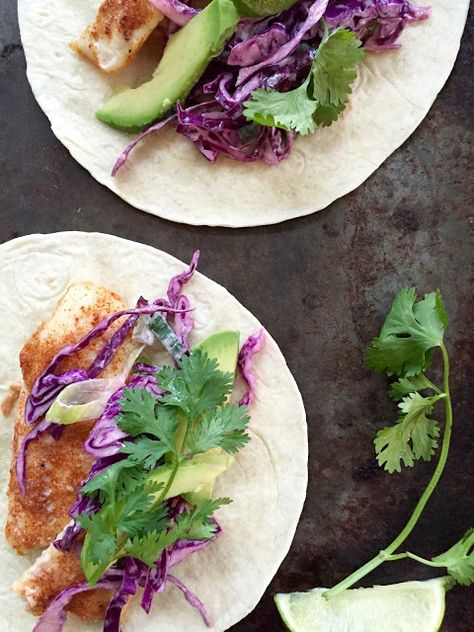 Basa Fish Tacos w/ Red Cabbage Slaw Fish Tacos With Cabbage, Red Cabbage Slaw, Premium Spices, Cabbage Slaw, Eat Lunch, Taco Recipes, Fish Tacos, Red Cabbage, Cooking Class