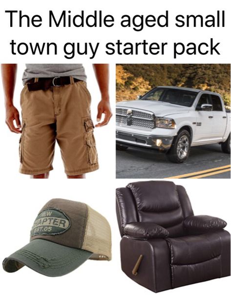 Middle aged small town guy starter pack 😂😂 #memes Dad Starter Pack, Dad Vibes, Haha So True, Horse Things, Quality Memes, Something Funny, Not Funny, Starter Pack, Dad Jokes