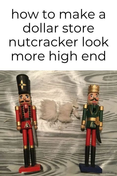 Dollar Tree Nutcracker, Nutcracker Makeover, Living Room For Christmas, Cute Nutcracker, Dollar Store Christmas Decorations, Nutcracker Decor, Living Room Fireplace, Vintage Nutcrackers, Room Fireplace