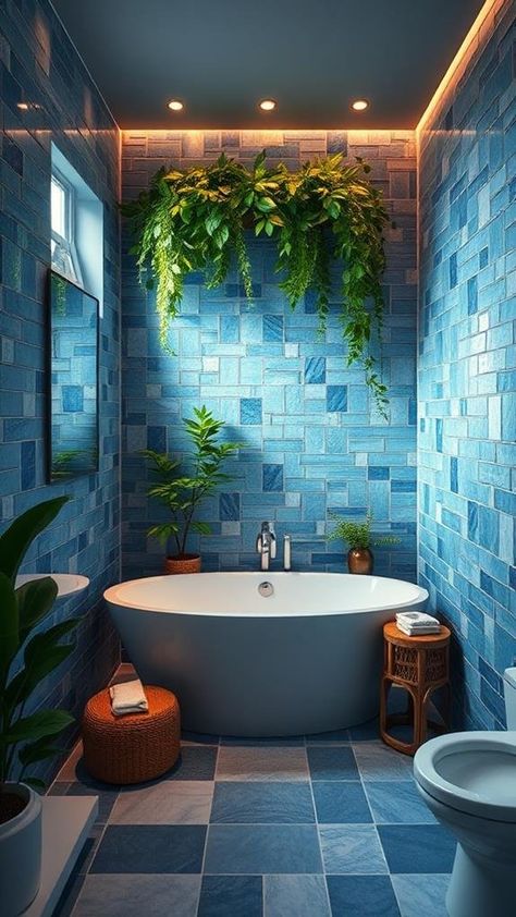 Stunning Blue Bathroom Tile Ideas for a Refreshing Look Vibrant Bathroom Ideas, Teal Bathroom Ideas Decor, Blue Tile Ideas, Blue Tile Bathroom Ideas, Ocean Bathroom Ideas, Blue Bathroom Tile Ideas, Blue Tile Shower Ideas, Blue Bathrooms, Blue Green Bathrooms