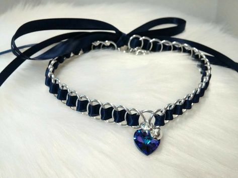 Kalung Choker, Pet Play, Day Collar, Swarovski Crystal Hearts, Crystal Heart Pendant, Magical Jewelry, Handmade Wire Jewelry, Fantasy Jewelry, Girly Jewelry