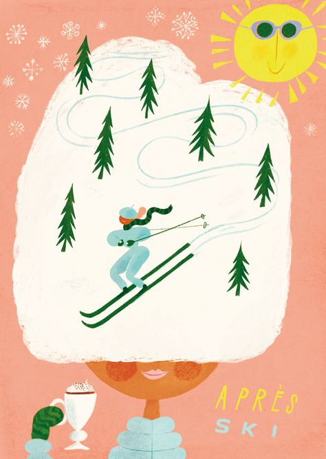 Apres Ski - Kehvola Apres Ski Theme, Ski Illustration, Graphic Design Christmas, Ski Inspiration, Scandinavian Illustration, Med Spa Marketing, Christmas Graphic Tees, Merry Christmas Graphic, Spa Marketing