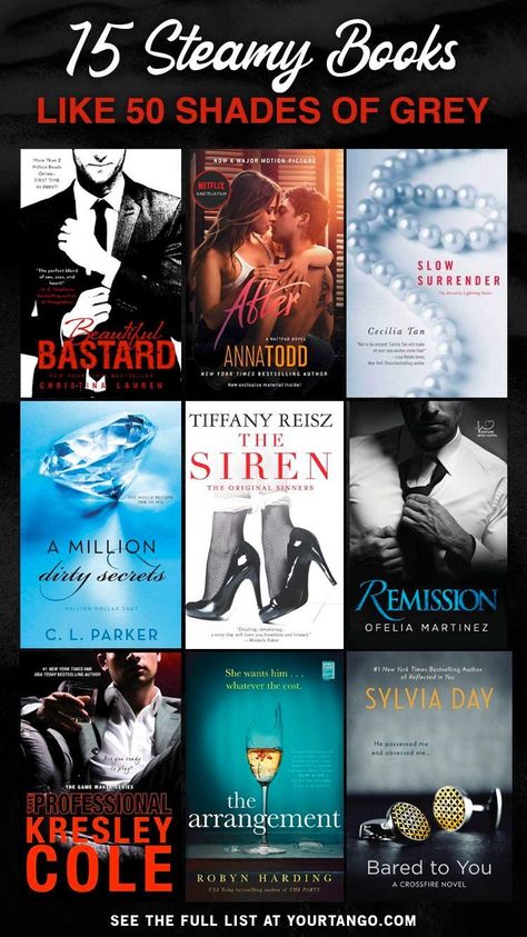 15 Steamy Books Like 50 Shades Of Grey💓#LoveStory #RomanticEncounters #HeartfeltConnections #DateNightIdeas #SoulmateSearch #FlirtyFridays #CandlelitDinners #StarryEyedMoments #LoveQuotes #DreamyDates #WhisperedPromises #AmourAdventures Books Similar To 50 Shades Of Grey, Books Like Fifty Shades Of Grey, Hot Quotes 50 Shades, Books Like After Series, Steamy Books Booktok, Books Like 50 Shades Of Grey, 50 Shades Grey Book, Adult Romance Books To Read, Mafia Books Romances