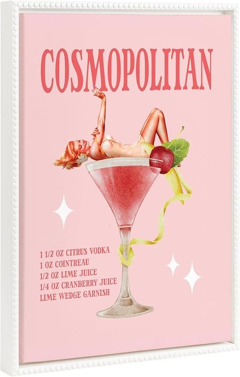 Amazon.com: Kate and Laurel Sylvie Beaded Cosmopolitan Pinup Vintage Framed Canvas Wall Art by Alli Standefer, 18x24 White, Bar Drink Art for Wall: Posters & Prints Citrus Vodka, Drink Art, Pinup Vintage, Art For Wall, White Bar, Wall Posters, Cranberry Juice, Bar Drinks, Framed Canvas Wall Art