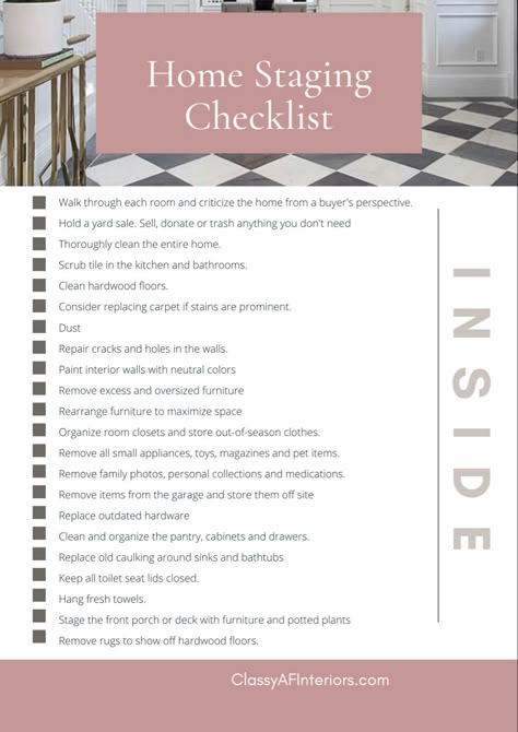 Selling Home Checklist, Real Estate Vision Board, House Hunting Checklist, Staging House, Staging Business, Staging A Home, House Staging, Real Estate Staging, Room Store