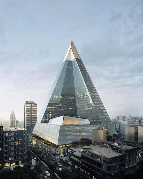 Ryugyong Hotel, Pyramid House, Pyramid Building, 3dmax Vray, Futuristic Building, Future Buildings, Skyscraper Architecture, Architecture Design Drawing, Architecture Building Design