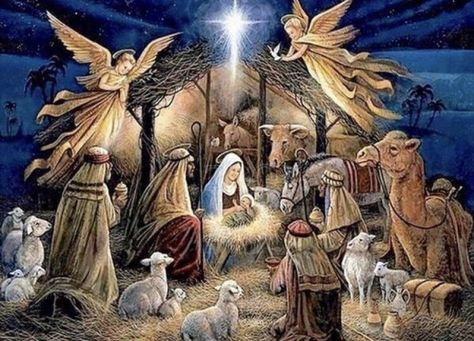 5 Ways Mary Bossed Baby Jesus' Birth | The Bump to Baby Chapter Nativity Painting, Christmas Scenery, Christmas Nativity Scene, Birth Of Jesus, Religious Christmas, Christmas Canvas, Cross Paintings, Christmas Scenes, Christmas Nativity