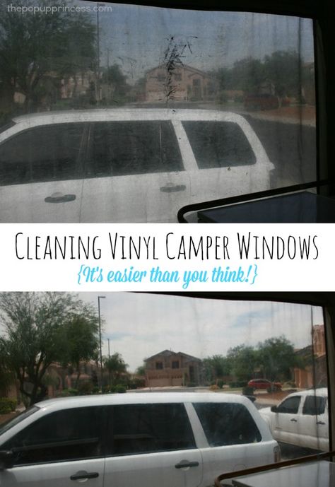 Cleaning {& Protecting} Your Vinyl Camper Windows.  Get those vinyl windows on your pop up trailer crystal clear again. Tent Trailer Remodel, Tent Trailer Camping, Pop Up Princess, Popup Camper Remodel, Pop Up Tent Trailer, Camper Windows, Camper Maintenance, Pop Up Trailer, Vinyl Windows