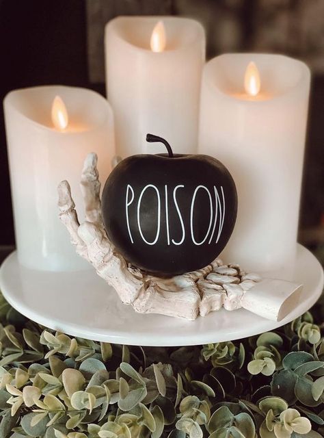 Handmade Gnomes, Halloween Kitchen Decor, Halloween Mantle, Poison Apple, Halloween Facts, Witchy Crafts, Halloween Kitchen, Black Apple, Fall Halloween Decor