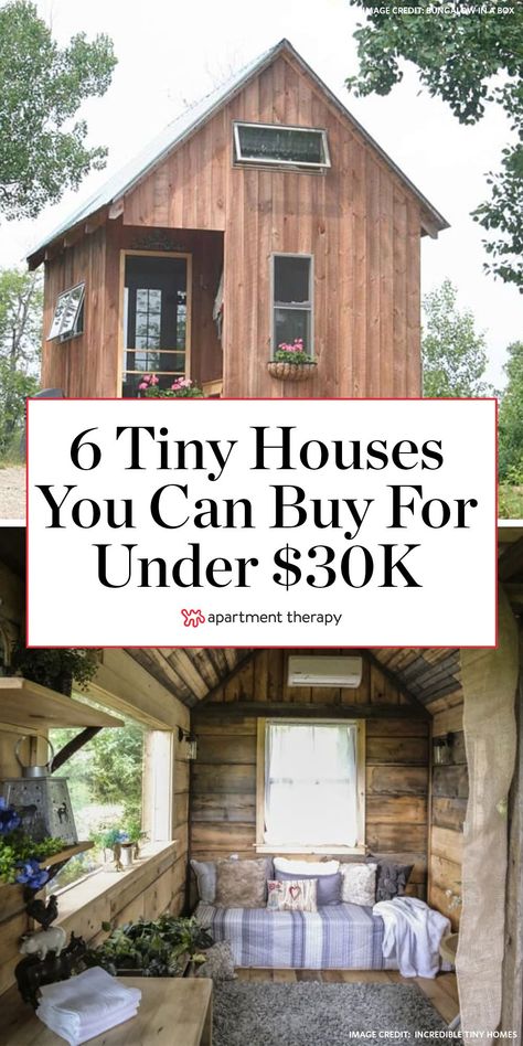 Here's a thing about tiny houses that doesn't get talked about: They can be really expensive. Here are eight reasonably priced house kits, all under $30,000. #tinyhouses #cheaptinyhouses #smallspaces #smallspaceideas #tinyhome #affordabletinyhome Diy Tiny House Under $5000, Best Tiny House Designs, Cheap Tiny House, Tiny House Designs, Tiny House Kits, Pre Fab Tiny House, Rustic Barndominium, House Kits, Diy Tiny House