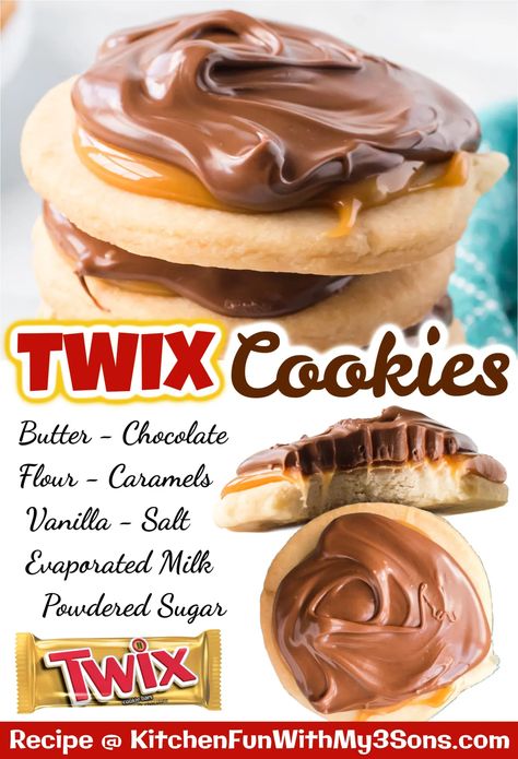 Twix Recipe, Twix Candy Bar, Peanut Butter Twix, Christmas Cookie Icing, Twix Candy, Candy Bar Cookies, Cookie Recipes Chewy, Cookie Base, Twix Cookies