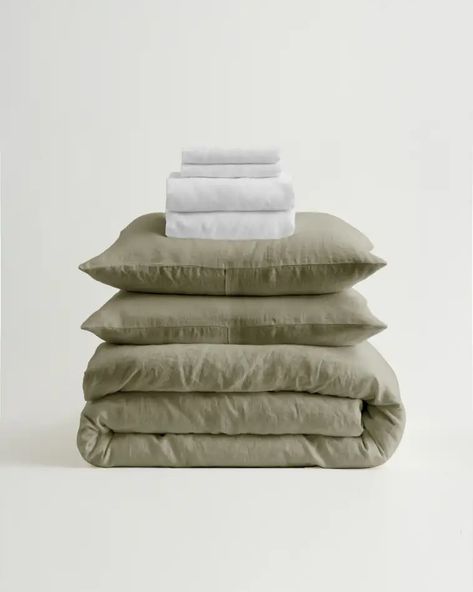 Linen and Organic Bedding Bundles | Quince Green Linen Bedding, Linen Comforter, Gauze Blanket, Goose Down Pillows, King Duvet Set, Organic Bedding, Wool Dryer Balls, Rental Decorating, Linen Duvet Covers