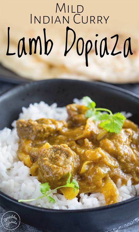 This delicious Authentic Lamb Dopiaza, is easy to make at home and because it is a mild flavorful curry rather than a spicy curry, it will suit the whole family. This simple recipe will show you how to use onions to great a richly flavored base, which, along with some simple spices to create an authentic lamb curry at home. The sauce is naturally gluten free, teamed with rice it makes a great hands free dinner. Plus it keeps amazingly well, making leftovers a breeze. Lamb Curry Recipes Easy, Lamb Curry With Coconut Milk, Easy Lamb Curry, Curry Lamb Recipes, Dopiaza Recipe, Indian Lamb Curry, Curry Lamb, Lamb Curry Recipes, Mild Curry