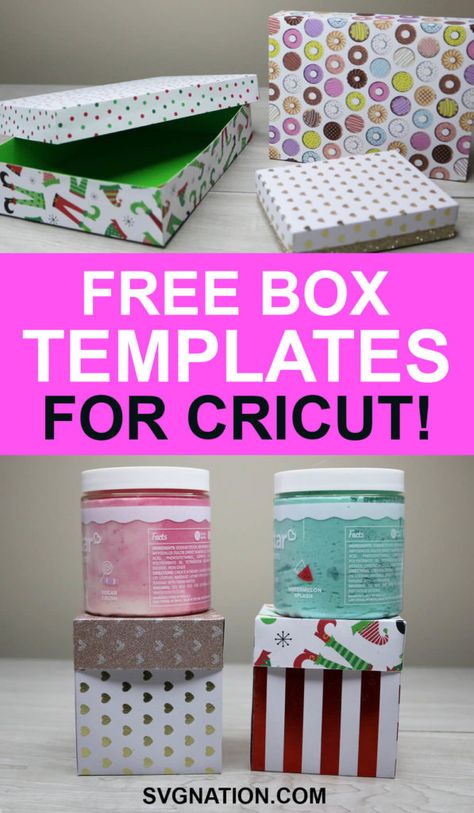 Free Box Templates for Cricut Cajas Silhouette Cameo, 3d Templates, Vinyle Cricut, Inkscape Tutorials, Cricut Supplies, Cricut Explore Projects, Idee Cricut, Box Templates, Projets Cricut