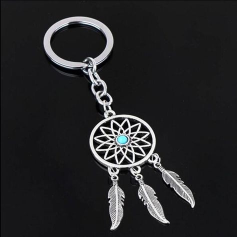 Feather Wind Chimes Dream Catcher Key Chain Holder Keyring Silver Key Chain Rings Women Men Jewelry GM572 Dream Catcher Designs, Dream Catcher Keychain, Tassel Keyring, Silver Keychain, Key Chain Holder, Tassel Keychain, Metal Keychain, Retro Jewelry, Charm Keychain