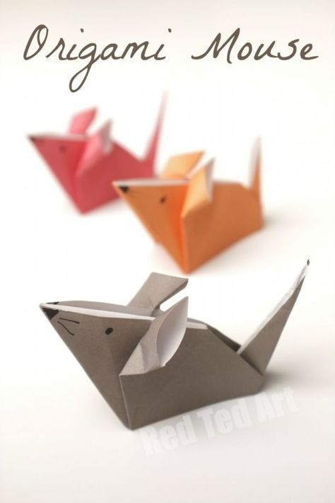 Paper Mouse, Mouse Craft, Dragon Origami, Paper Rabbit, Easy Origami For Kids, Tutorial Origami, Kids Origami, Mouse Crafts, Cute Origami