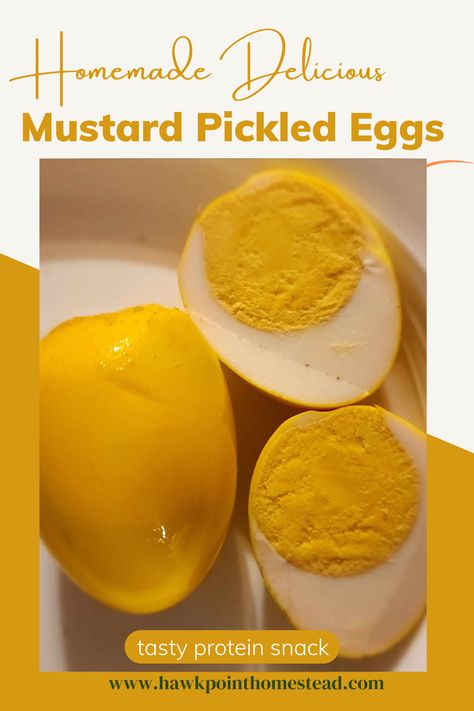 This mustard pickled egg recipe is so easy to make and results in a tasty, healthy protein-packed snack. It is also great because pickled eggs can be made plain or with different flavors. This mustard pickled egg recipe results in a tangy delicious treat! And the great think is that you can make it spicy as you want. You can also use a variety of whatever hot peppers that you want! Mustard Pickled Eggs Recipe, Spicy Pickled Eggs, Pickled Egg, Pickled Recipes, Creamy Enchilada, Pickled Eggs Recipe, Enchilada Casserole Recipes, Pickling Salt, Mustard Pickles