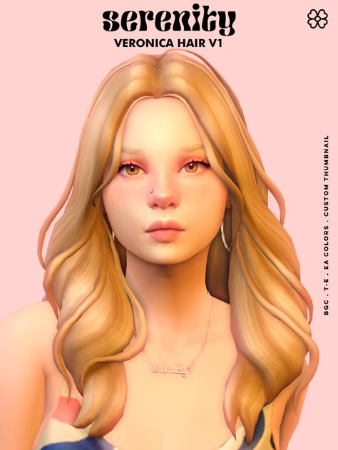 ⭐ Tumblr 50k followers gift ⭐- Veronica Hair | Serenity on Patreon Sims 4 Maxis Match Hair Women, Maxis Max Sims 4 Cc, Sims 4 Claw Clip Hair, Sims 4 Cc Hair Female, 50k Followers, Pelo Sims, Sims 4 Cc Hair, Sims 4 Game Mods, Sims 4 Mm Cc