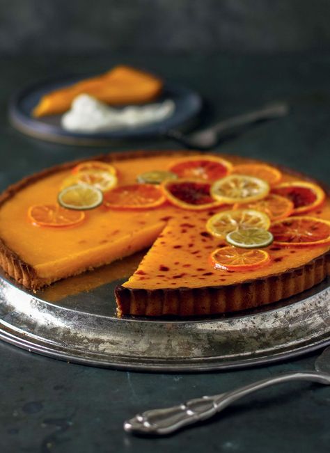 Citrus Tart, Citrus Desserts, Dessert Pie Recipes, Candied Almonds, Sweet Pastry, Five Spice, Custard Tart, Sweet Tart, Lemon Tart