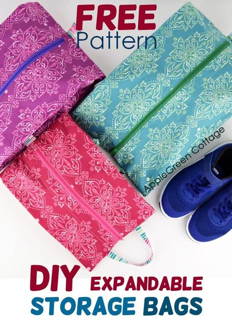 Storage Bags Diy, Shoe Bags For Travel, Sewing Projects Free, Shoe Storage Bags, Home Organizer, Bag Fabric, Bag Diy, Shoe Bags, Travel Diy