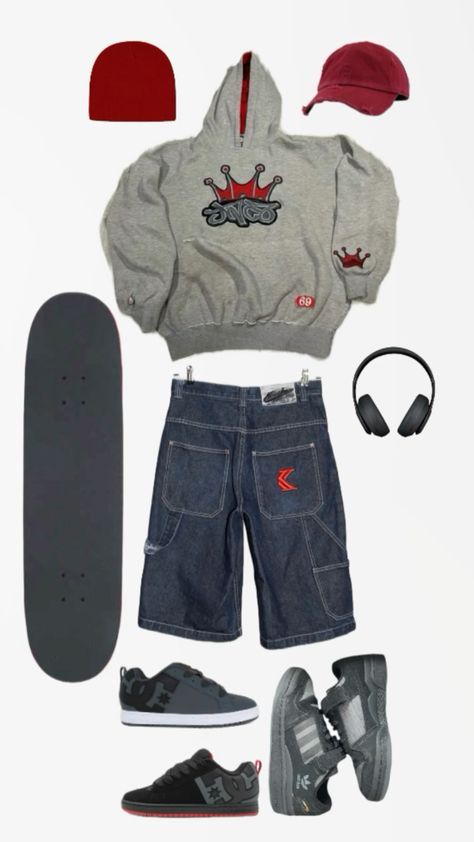 Fashion: #fashion, #style, #outfitinspiration, #beauty Vintage Dc Shoes, Skate Outfits Men, Skate Style Men, 90s Skater Fashion Men, Y2k Skater Boy, Grey Jeans Outfit Men, Baggy Hoodie Outfit, Dc Shoes Outfit, Baggy Jeans Outfit Men