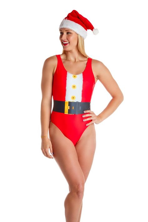 THE SANTA BABY | SANTA ONE PIECE SWIM SUIT Christmas In July Outfit, Christmas Swimsuit, Guys Suits, Worship Dance Outfits, Hunger Games Outfits, Plaid Blazer Outfit, Cafe Dress, Video Game Outfits, Usa Beach