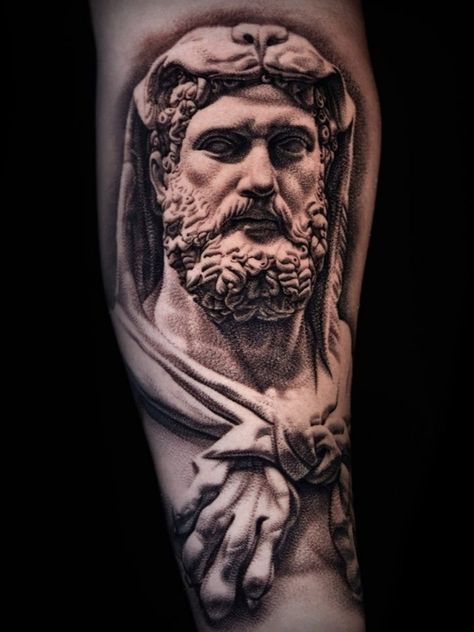 Hercules. Done while guesting at Seven Tattoo Studio Las Vegas. | By Kiljun | Dec 18th 2019 | 1262640 Seven Tattoo, Hercules Statue, Hercules Tattoo, Greek God Tattoo, Zeus Tattoo, Statue Tattoo, Greek Mythology Tattoos, God Tattoos, Tattoo Inspiration Men