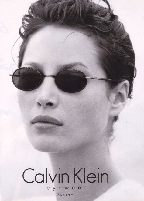 Christy Turlington for Calvin Klein eyewear Christy Turlington Calvin Klein, Eyewear Advertising, 90s Fashion Icons, Ali Michael, Eyewear Campaign, 90s Sunglasses, Original Supermodels, 90s Supermodels, Linda Evangelista