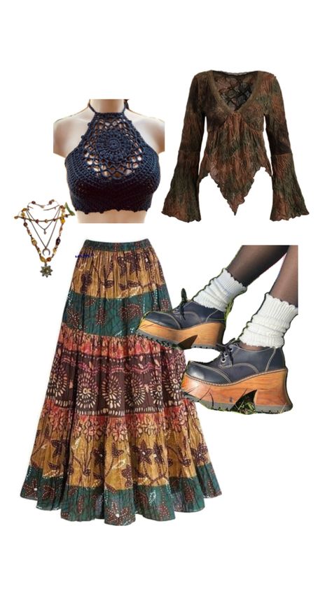 Gypsycore Outfits, Hippie Fashion Aesthetic, Gypsycore Fashion, 7th Grade Outfits, Goth Vibes, Boho Whimsical, Grunge Clothes, Oc Outfits, Thrift Inspo