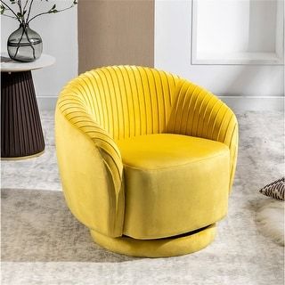 Roundhill Furniture Wania Contemporary Velvet Swivel Chair, Blue - On Sale - Bed Bath & Beyond - 34202310 Barrel Swivel Chair, Office Yellow, Yellow Chairs, Oversized Chair, Sofa For Living Room, Swivel Accent Chair, Swivel Barrel Chair, Sitting Position, Colorful Chairs