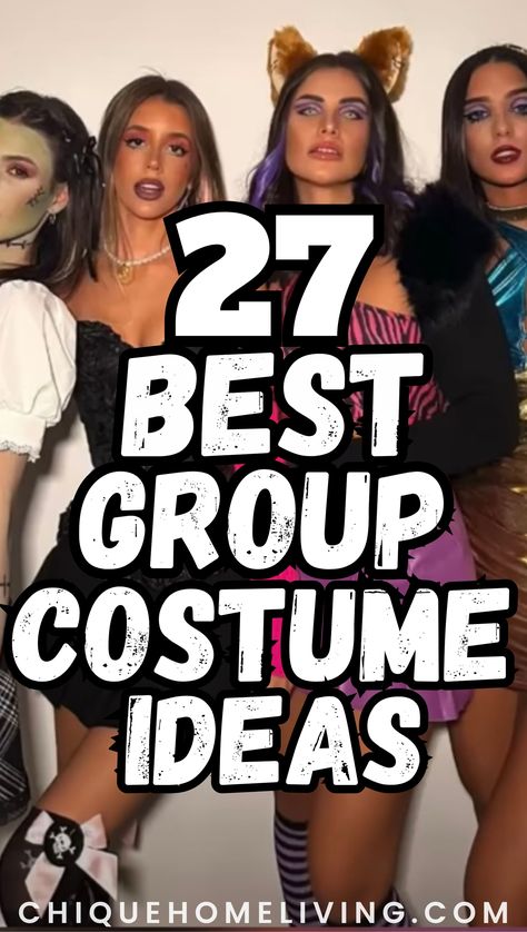 Looking for the perfect group costume to make a statement at your next party or Halloween event? These 27 best group costume ideas are sure to be a hit with everyone! Dress up as the classic Wizard of Oz characters, like Dorothy, the Tin Man, the Scarecrow, and the Cowardly Lion for a magical look. Or, go for a retro vibe with 80s rock band members—think big hair, leather jackets, and neon colors. Giant Group Halloween Costumes, Group Costume Ideas Women, Large Group Halloween Costumes, Easy Group Costumes, 5 Person Halloween Costume, Group Halloween Costumes For 4, Classic Wizard, Funny Group Costumes, 80s Rock Band