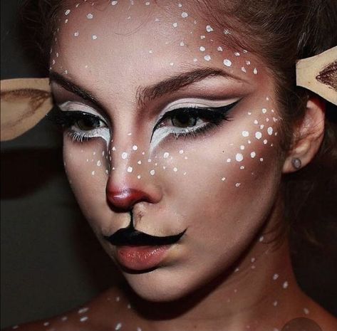 Goat Face Paint, Goat Makeup, Fawn Cosplay, Faun Cosplay, Deer Makeup Tutorial, Reindeer Makeup, Makeup Karakter, Makeup Zombie, Makeup Clown