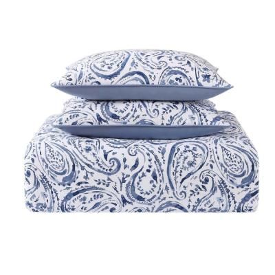 Indienne 3-Piece White Full/Queen Comforter Set Navy Comforter Sets, Paisley Comforter, Paisley Duvet, Cotton Comforter Set, Ruffle Bed Skirts, Reversible Duvet Covers, Cotton Comforters, Queen Comforter Sets, Coverlet Set