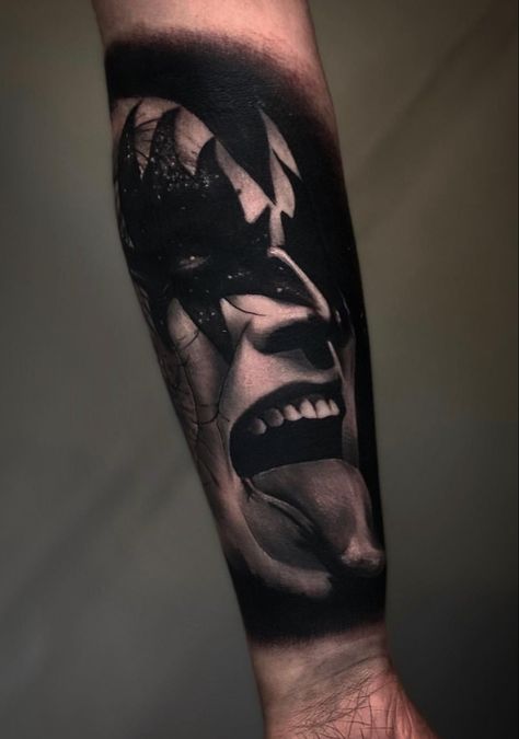 Kiss Band Tattoo, Paul Booth, Kiss Tattoos, Gangsta Tattoos, Gene Simmons, My Tattoo, Long Hair Color, Kiss Band, Badass Tattoos