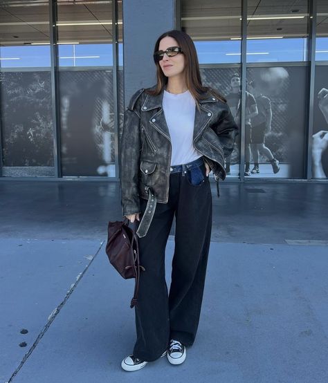 @galagonzalez biker jacket @mango oversize Oversized Motorcycle Jacket, Denim Biker Jacket Outfit, Grey Biker Jacket Outfit, Oversized Biker Jacket Outfit Women, Oversized Moto Jacket, Oversize Biker Jacket Outfit, Oversized Moto Jacket Outfit, Oversized Biker Jacket Outfit, Biker Jacket Outfit Women