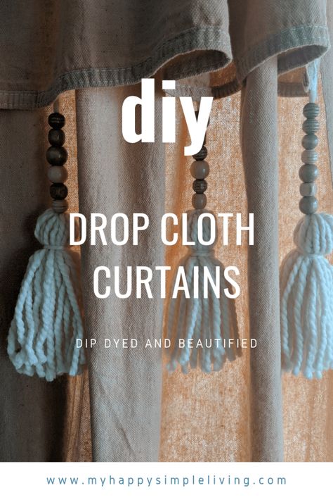 Dyed Drop Cloth Curtains, Boho Curtains Diy, Drop Cloth Curtains Diy, Diy Drop Cloth Curtains, Bright Farmhouse, Drop Cloth Projects, Curtain Tutorial, Curtains Diy, Diy Curtain Rods