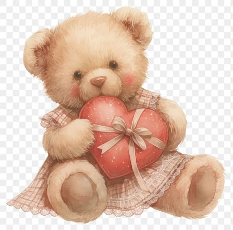 Vintage Teddy Bear Illustration, Cute Teddy Bear Illustration, Teddy Bear Holding Heart, Yt Studio, Bear Holding Heart, Love Teddy Bear, Blueberry Cream Cake, Blueberry Cream Cake Recipe, Teddy Bear With Heart