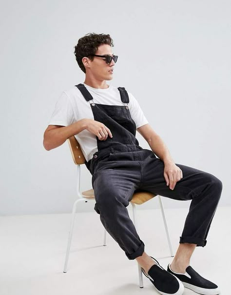 Dr Denim Loose Overalls Overalls Men Fashion, Men In Overalls, Loose Overalls, Mens Fashion Denim, Denim Street Style, Mode Grunge, White Jeans Men, Overalls Men, Overalls Outfit