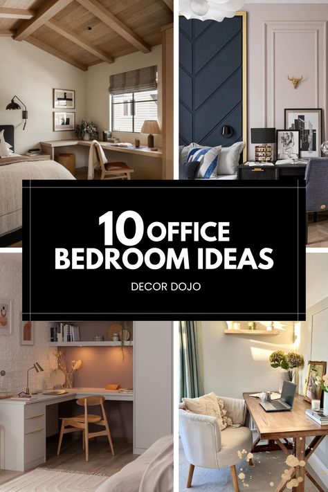 Explore our Office Bedroom Ideas board to find the perfect blend of work and relaxation in your space. Discover innovative designs that integrate efficient workstations into calming bedroom settings. Whether you're outfitting a small room or updating a large space, find inspiration for multifunctional furniture, smart storage solutions, and stylish decor that supports both productivity and peace. Perfect for home office enthusiasts and bedroom decorators alike! Spare Bedroom With Office Ideas, Bedroom Work From Home, Hidden Bedroom Office, Home Office In Master Room, Bedroom Corner Office Ideas, Office With Bed Ideas, Home Office Ideas In Bedroom, Working Space In Bedroom, Office In Master Room